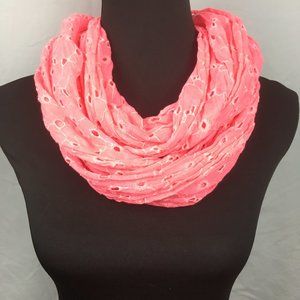 Peach Eyelet Infinity Scarf